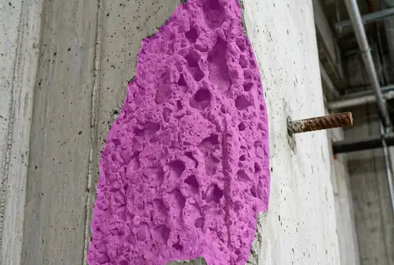 AI segmentation mask on concrete honeycombing