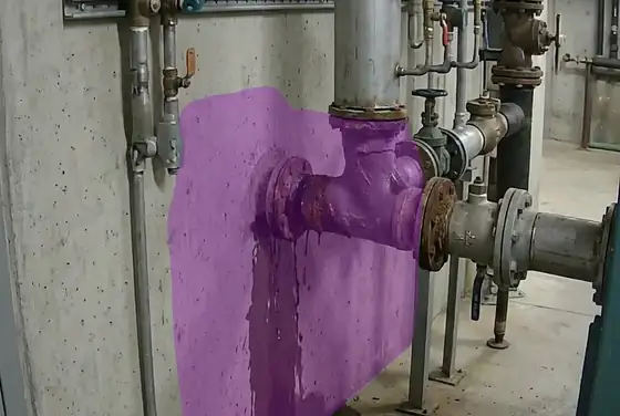 AI segmentation mask on an active leak