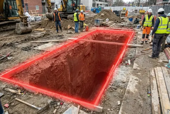 AI segmentation flagging an open excavation