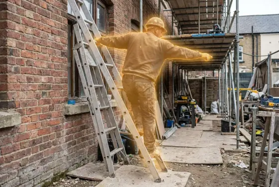 AI segmentation flagging unsafe ladder use