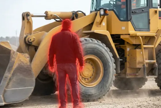 AI segmentation flagging a worker with no hi-vis vest