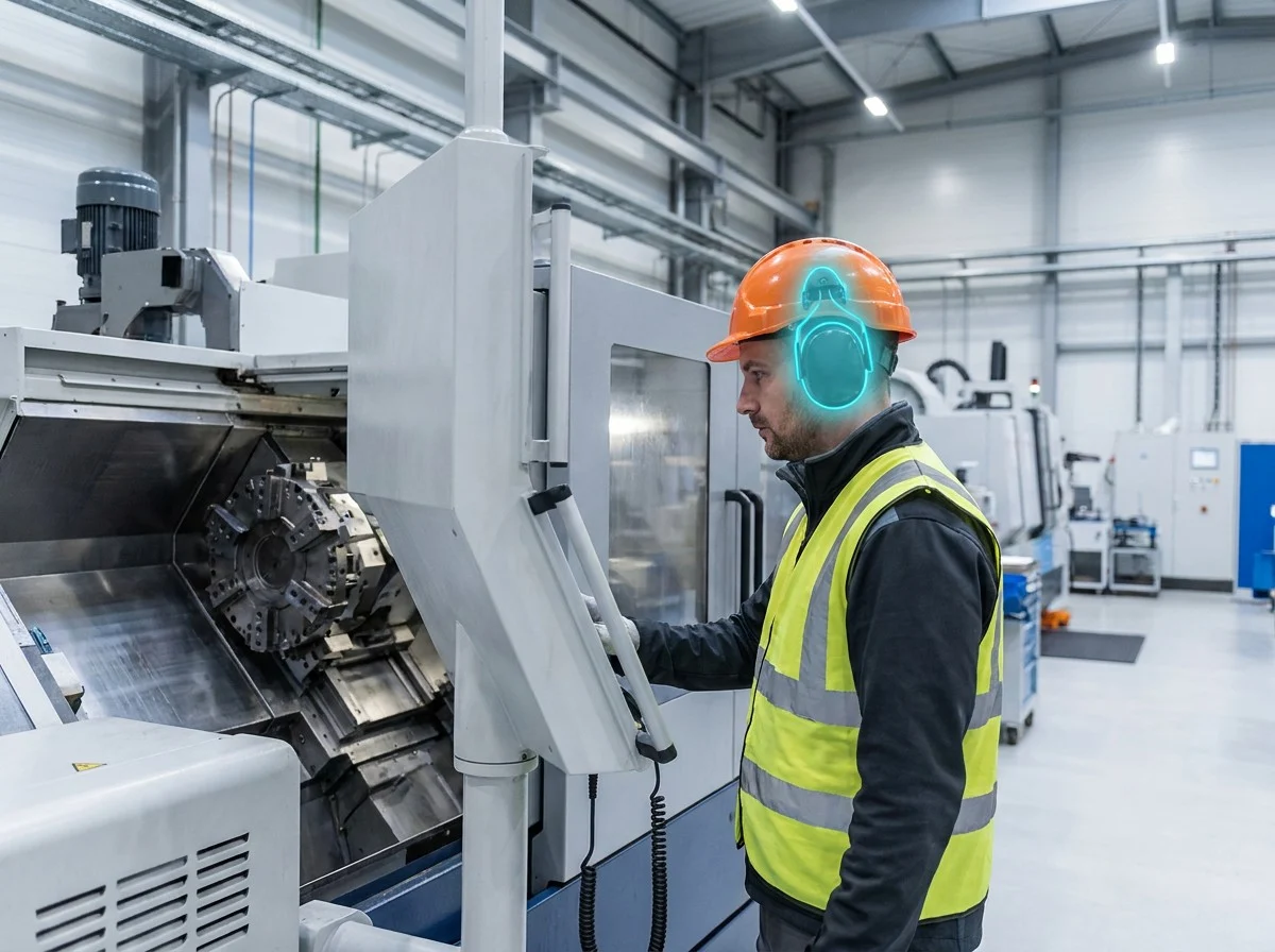 AI segmentation flagging ear protection near machinery