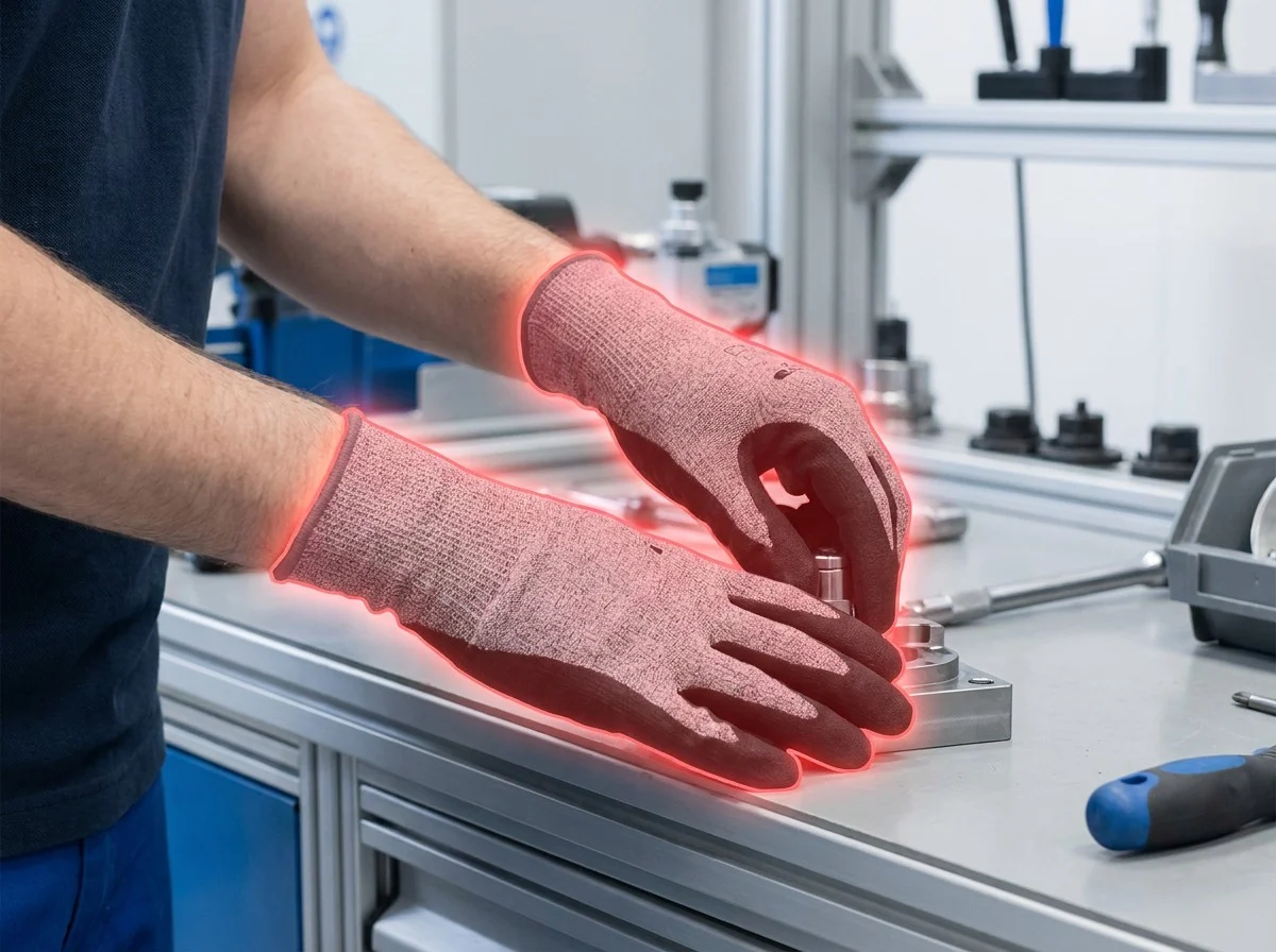 AI segmentation flagging cut-resistant gloves
