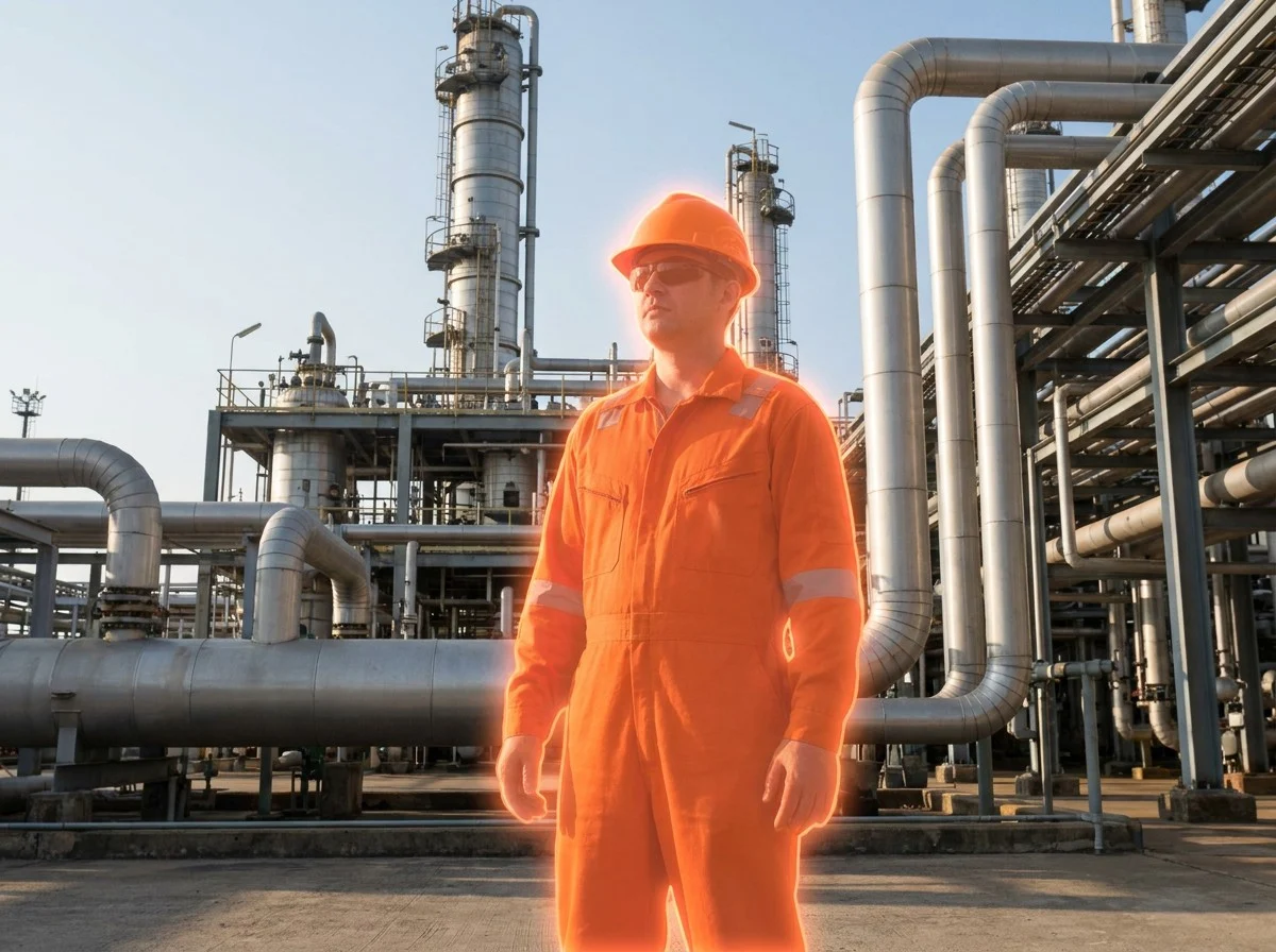 AI segmentation flagging a flame-resistant coverall