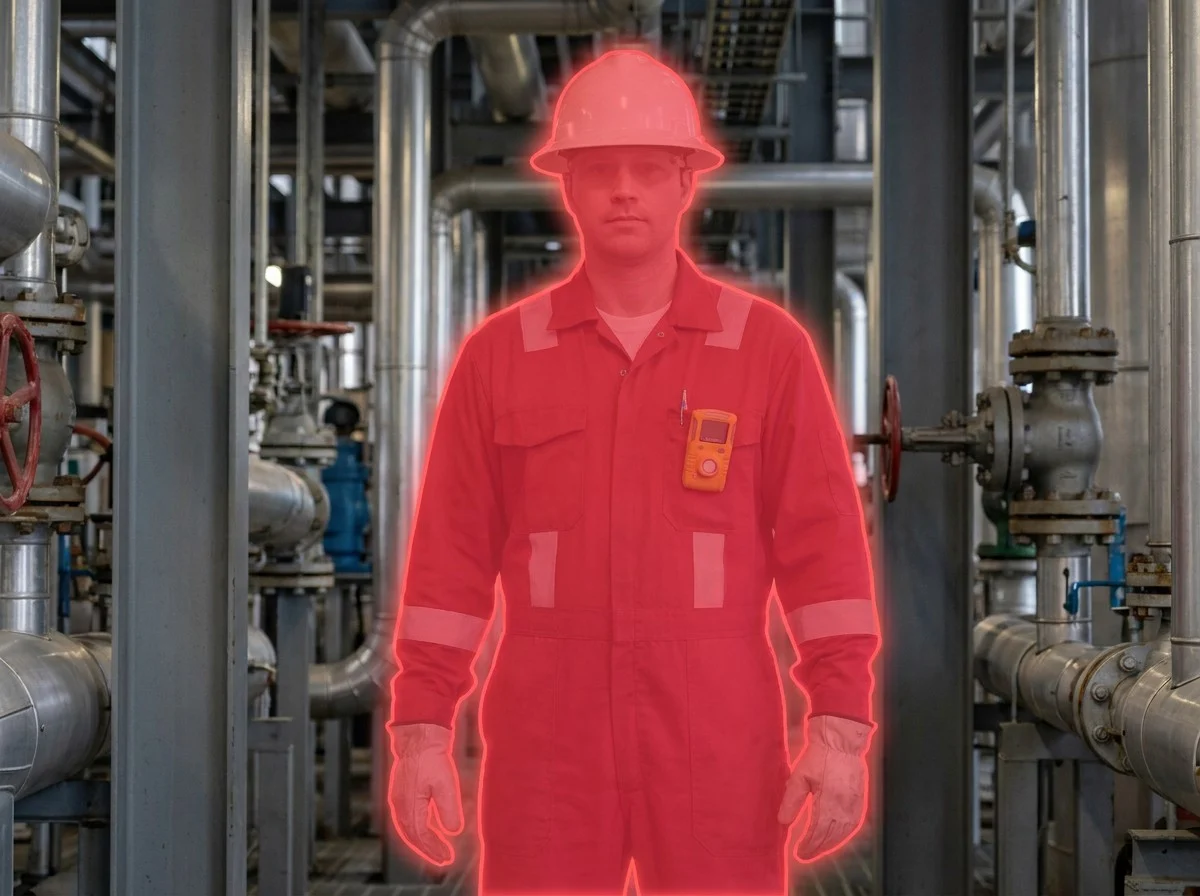 AI segmentation flagging an H2S gas monitor