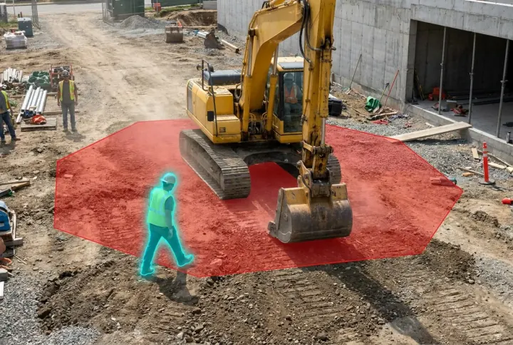 AI segmentation flagging danger-zone intrusion