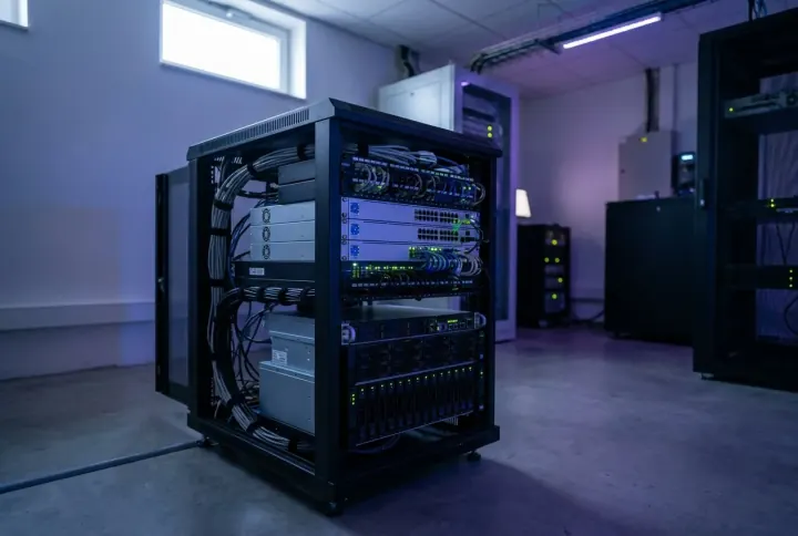 A secure on-premises server rack keeping data inside the Kingdom