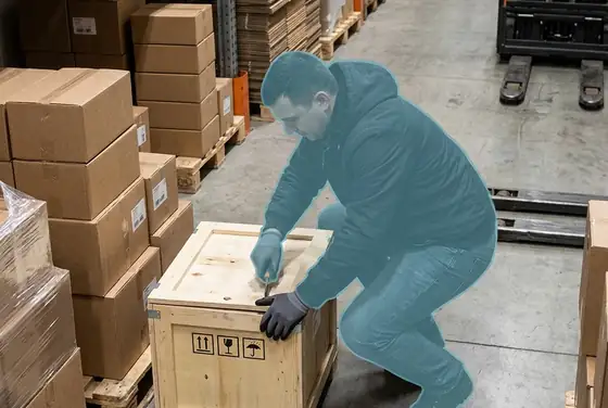 AI segmentation on a person tampering with cargo