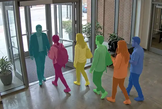 AI segmentation counting people at an entrance
