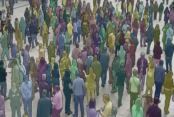 AI segmentation on a dense crowd