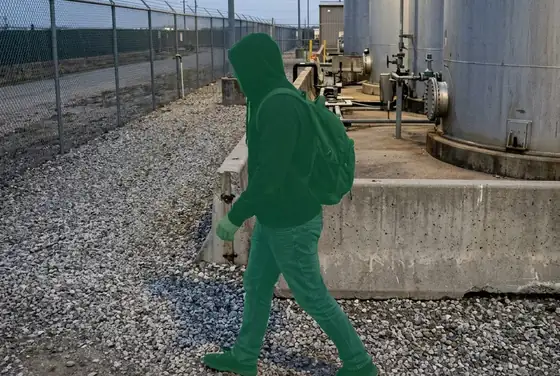AI segmentation on a trespasser in a restricted area