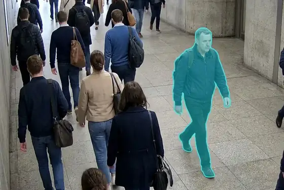 AI segmentation on a person moving against the flow