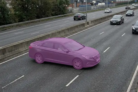 AI segmentation on a car driving the wrong way